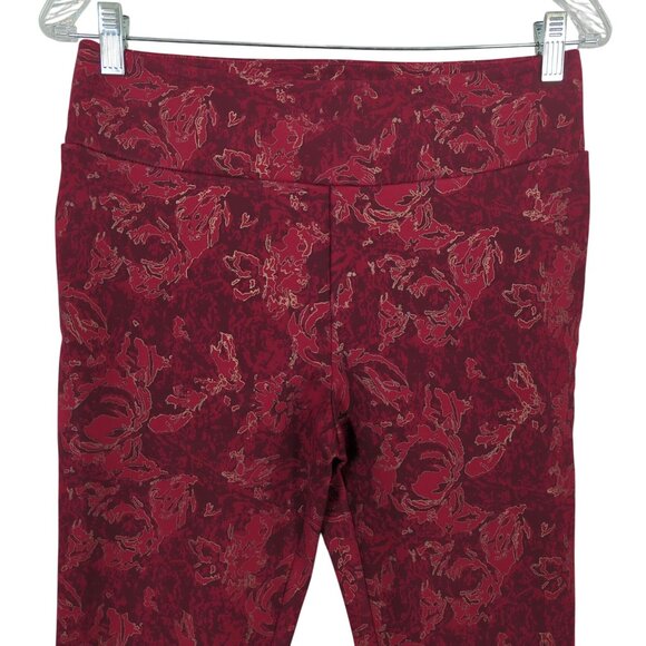 Soft Surroundings Womens Red‎ Gold Pull-on Thick Leggings Pants Sz S Floral - Picture 4 of 13